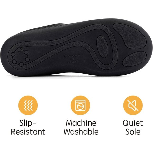 Women's Black Cuff Two Tone Fleece Foam Closed Back Rubber Sole Slipper Boot - Picture 5 of 6